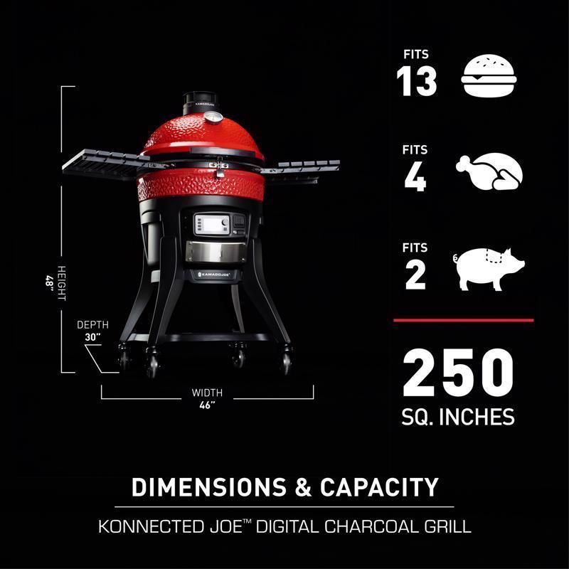 Charcoal Grill/Smoker, Kamado Joe, Konnected Joe Digital Grill, Wifi, 18 in - 1