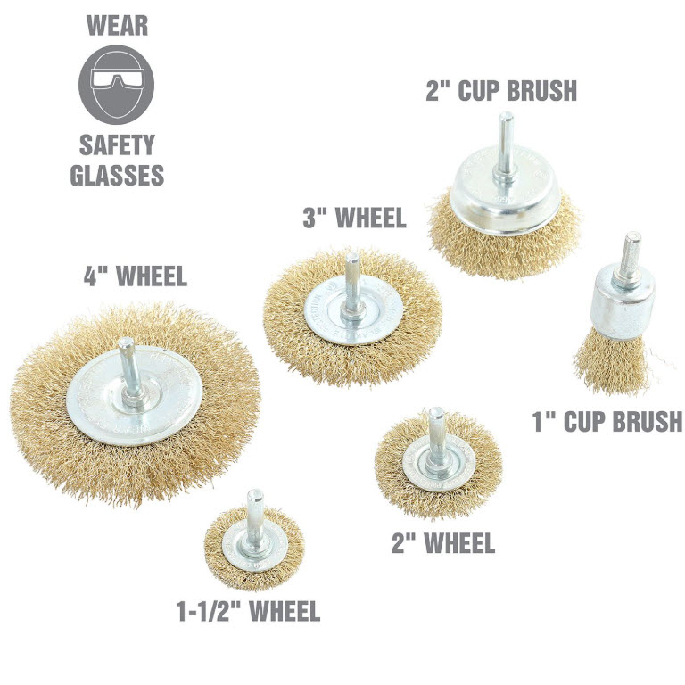 Wire Wheel Brush Set, GreatNeck, 6 pc - 2