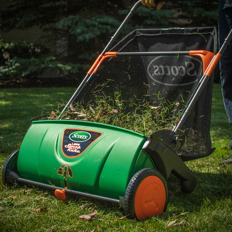 Lawn Sweeper, Scotts, 26 in W Working, 3.42 cu-ft Hopper, 8-Brush, 3 in Brush - 2