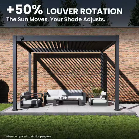 Metal Pergola, Paragon Outdoor, Grand Tuscan, 10 ft x 12 ft, Aluminum, Slate Gray - 2