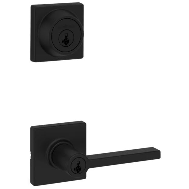 Lever Lockset, Kwikset, Casey, Combo Entry & Deadbolt, Matte Black - 1
