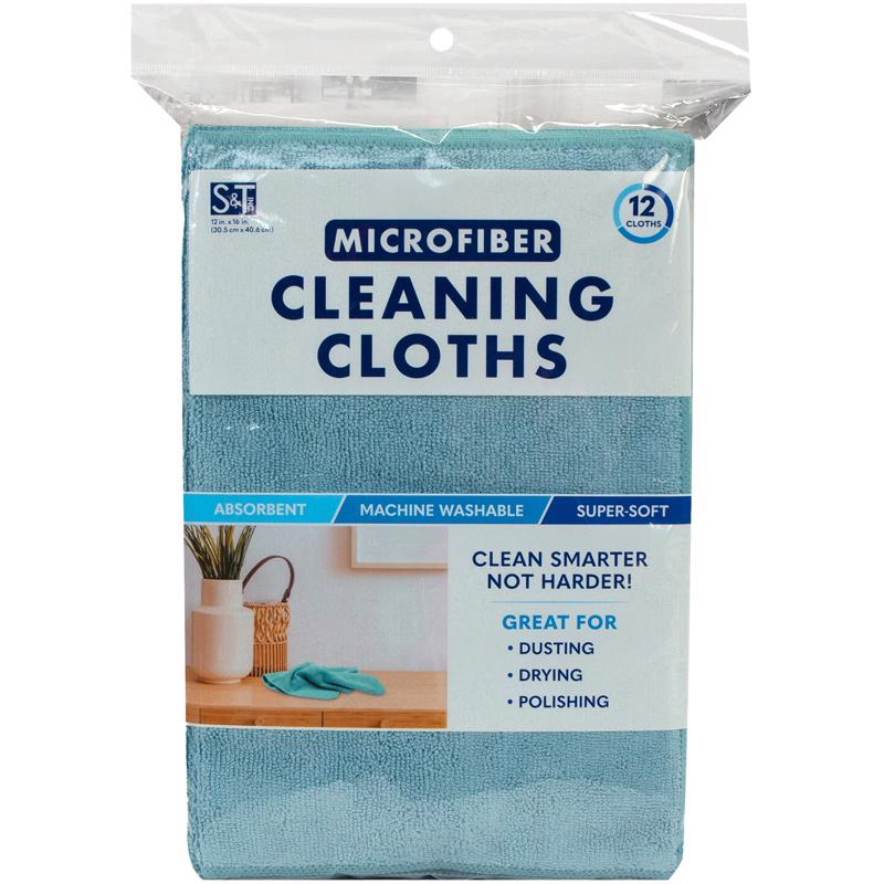 Cleaning Cloth, S&T, Microfiber, 16 in L, 12 in W - 1