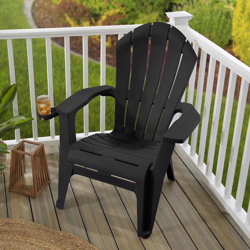 Stackable Adirondack Chair, Adams, 32 in W, 31-3/4 in D, 40 in H, Resin Frame, Black Frame - 2