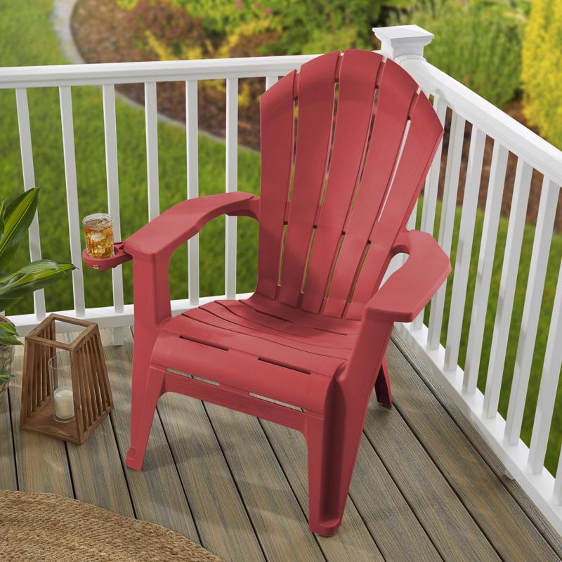 Stackable Adirondack Chair, Adams, 32 in W, 31-3/4 in D, 40 in H, Resin Frame, Cherry Red Frame - 2