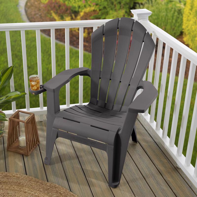 Stackable Adirondack Chair, Adams, 32 in W, 31-3/4 in D, 40 in H, Resin Frame, Gray Frame - 2