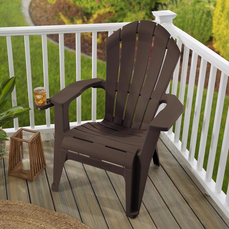 Stackable Adirondack Chair, Adams, 32 in W, 31-3/4 in D, 40 in H, Resin Frame, Earth Brown Frame - 2