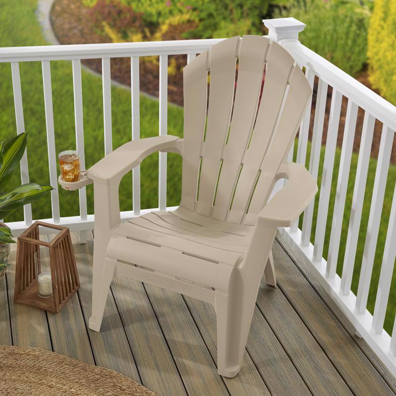 Stackable Adirondack Chair, Adams, 32 in W, 31-3/4 in D, 40 in H, Resin Frame, Biscuit Frame - 2