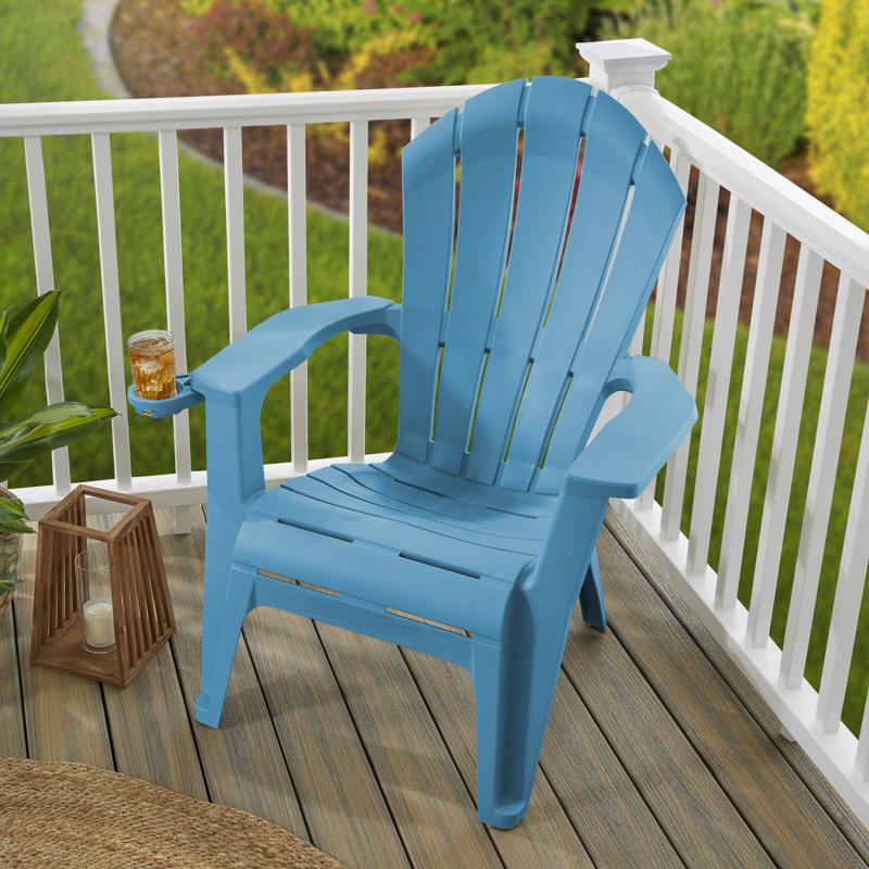 Stackable Adirondack Chair, Adams, 32 in W, 31-3/4 in D, 40 in H, Resin Frame, Pool Blue Frame - 2