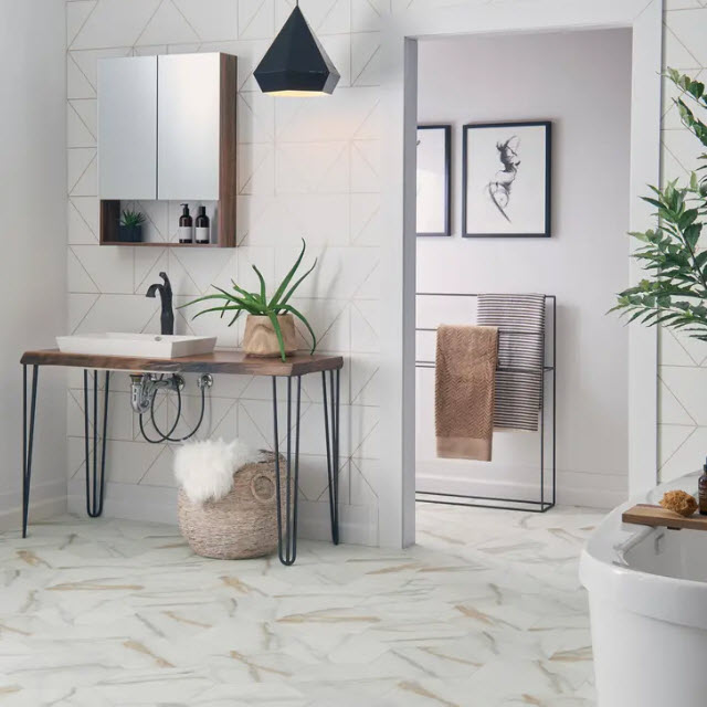 Sheet Vinyl Floor, Mannington, Carrara, Ivory, 12 ft W x Cut to Length - 2