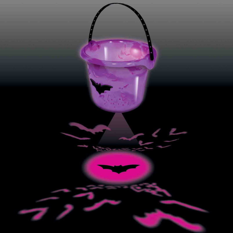 Trick-or-Treat Bucket, Halloween, LED, Transluscent Bat, Assorted - 2