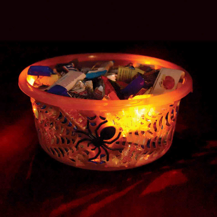 LED Candy Bowl, Halloween, Transluscent Spider, Assorted - 2