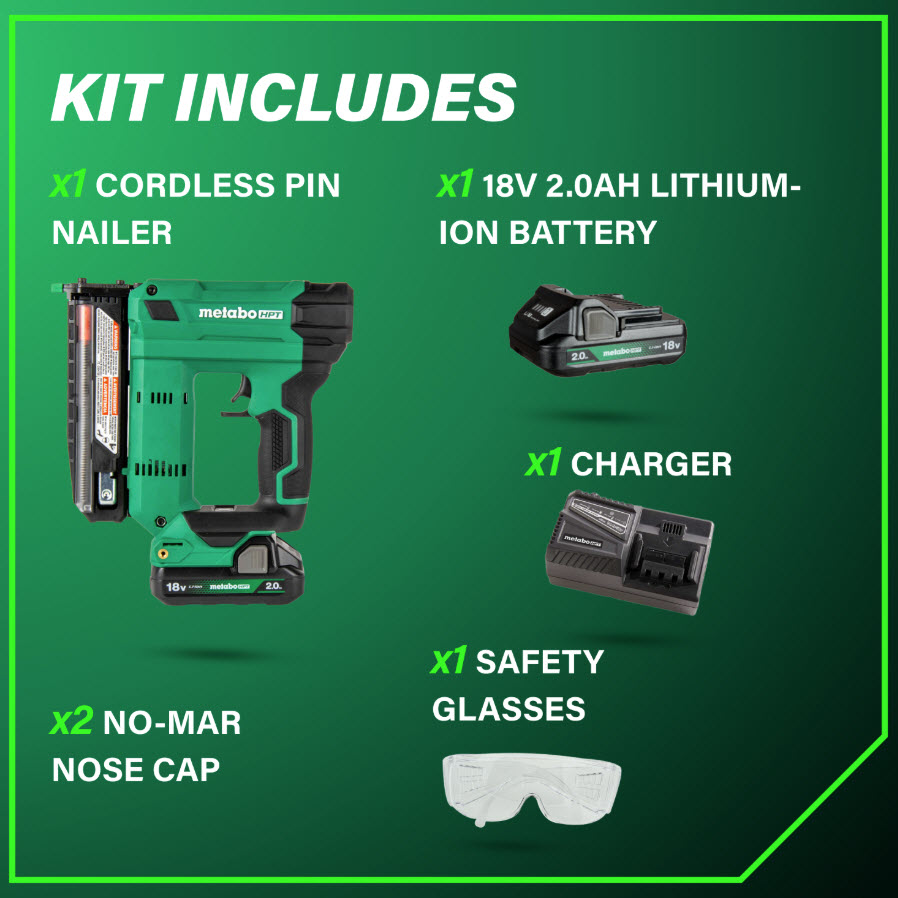 Cordless Pin Nailer, Metabo, 18V Multivolt, Battery & Charger included - 2