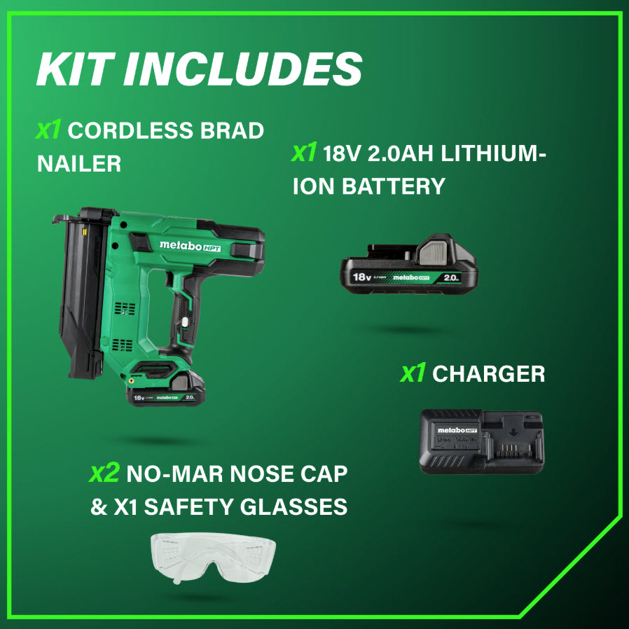 Cordless Brad Nailer, Metabo, 18V Multivolt, 18 ga, Battery & Charger included - 2