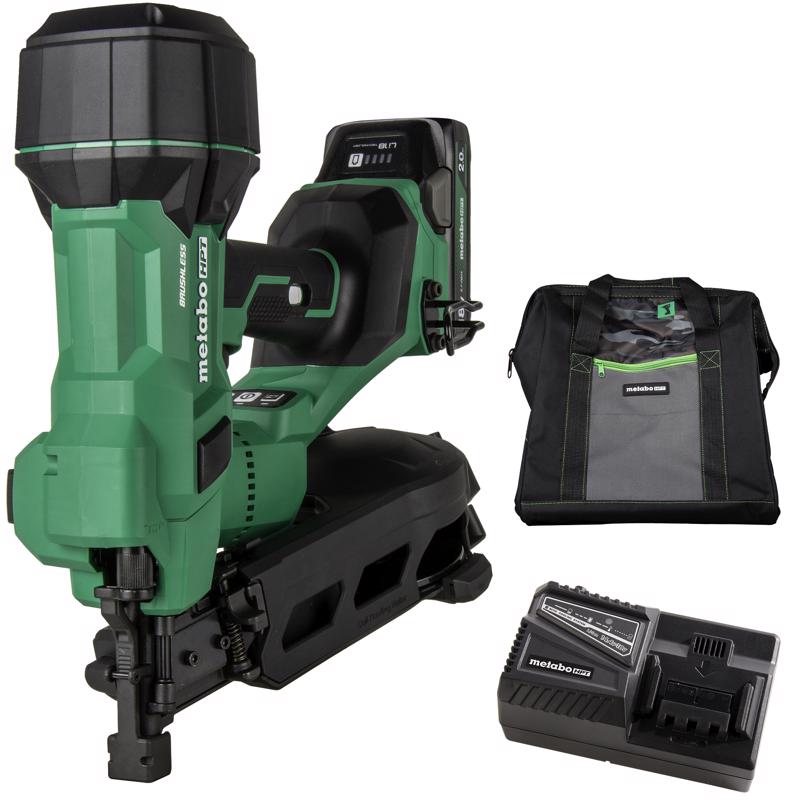 Roofing Nailer Kit, Metabo HPT, Battery Included, 18 V, 2 Ah, 120 Magazine, 16 deg Collation, 1-3/4 in Fastener - 1