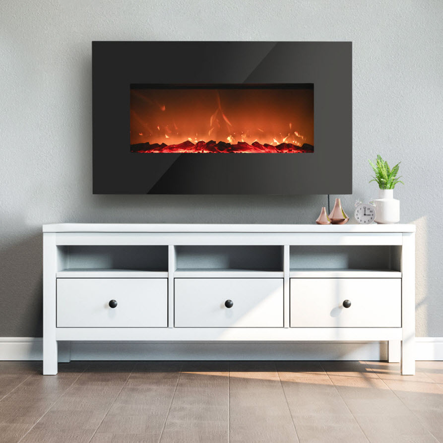 Electric Fireplace, Danby, Wall-Mount, 38 in, Multicolor LED Flame, Black - 2