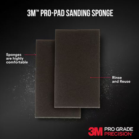 Sanding Sponge, 3M, Pro Pad, 2.88 in x 4 in x 5 in, 80 Grit, 9 pk - 2