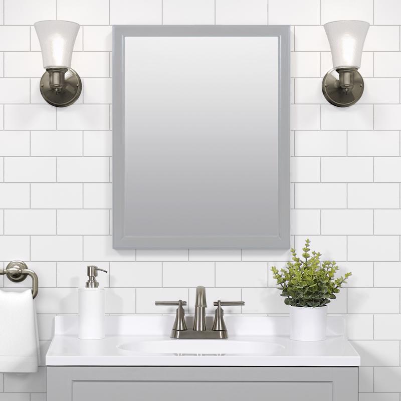 Bathroom Mirror, Zenna Home, 25 in L, 20 in W, Gray Frame, Matte, Horizontal, Vertical Installation - 3