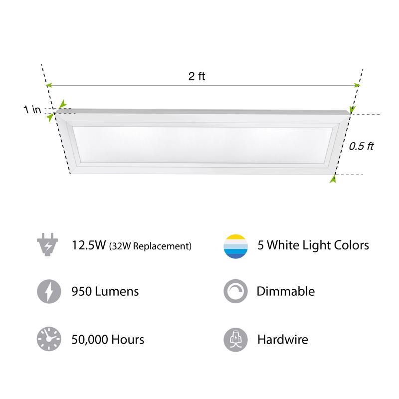 Flat Panel Light, Feit, Edgelit, LED, 6 in x 24 in, CCT, White - 2