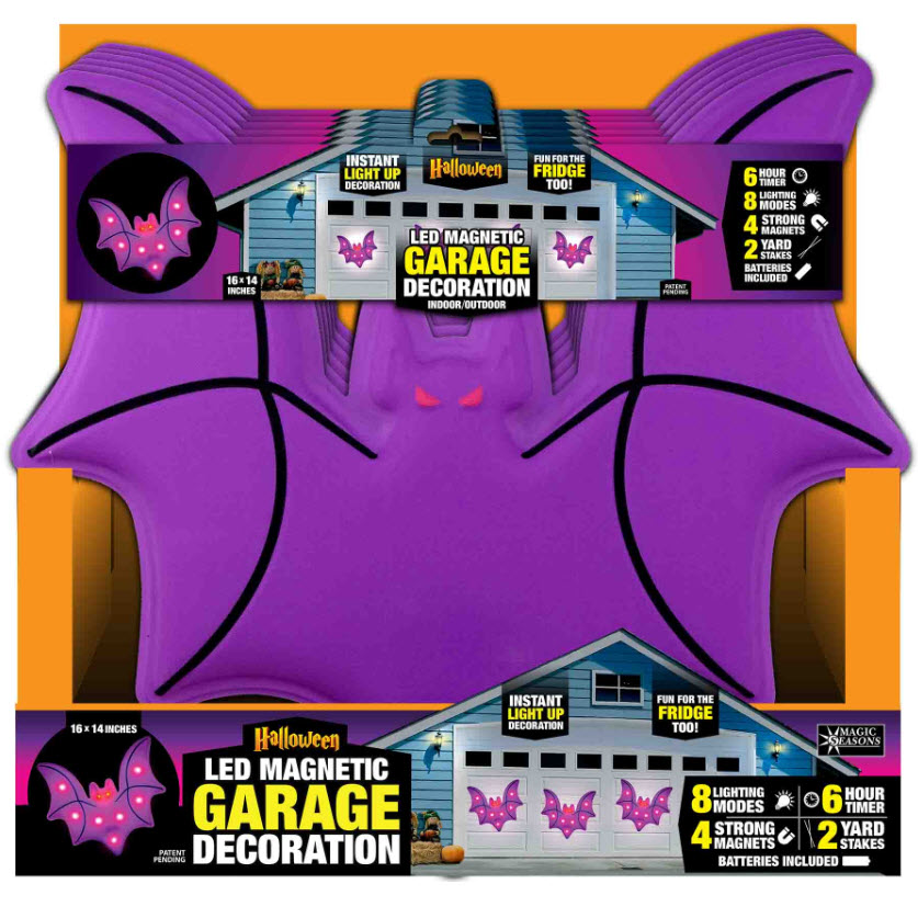Bat Garage Decoration, Halloween, LED, Magnetic - 1