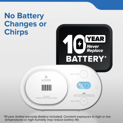 Carbon Monoxide Alarm, Kidde, CO Detector, 10-Year Battery Powered, Digital Display - 2