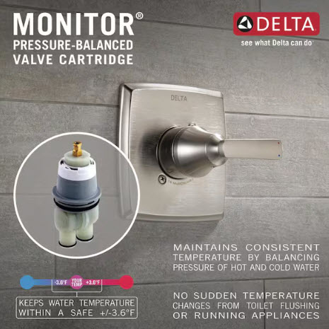 Tub & Shower Faucet, Delta, Faryn, Chrome - 2