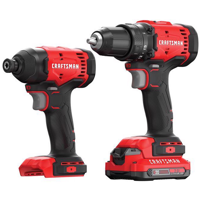 Drill/Driver Kit, Craftsman, 20V, Includes 2 Ah Battery, 2 pk - 1