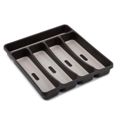 Drawer Divider, Core HOME, 5-Compartment, Plastic, Black/Gray, 13 in OAL, 2 in OAH, 11 in OAW - 1