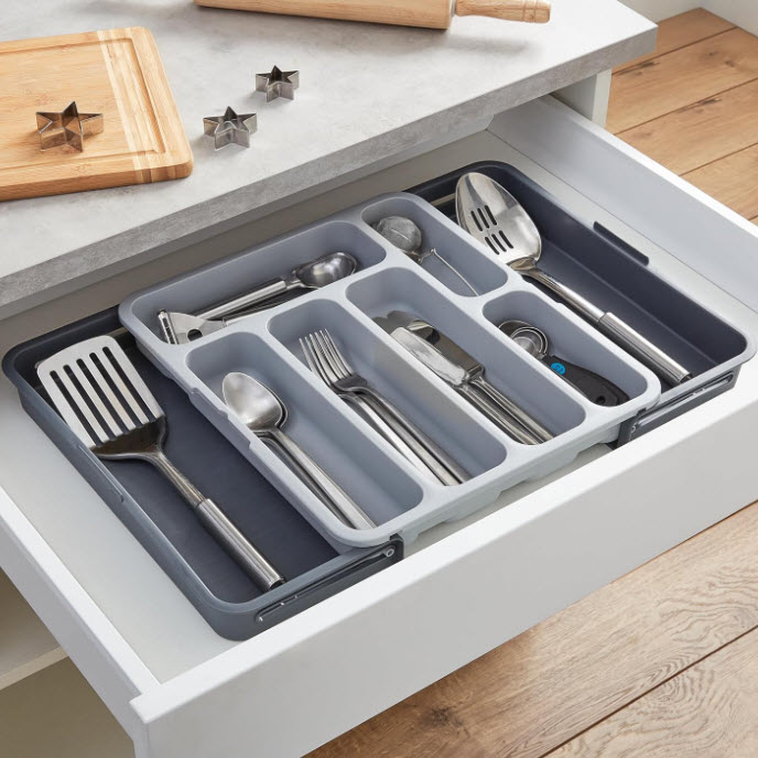 Drawer Organizer, Kitchen Details, Extendable, Gray - 3