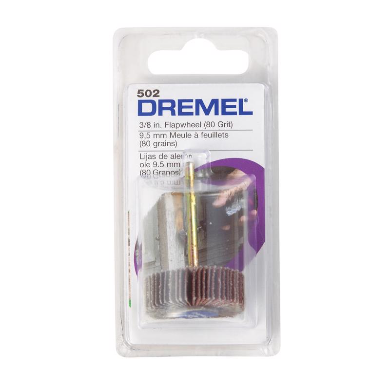 Flap Wheel, Dremel, 3/8 in Thick, 1/8 in Shank, 80 Grit, Emery Cloth Abrasive - 2