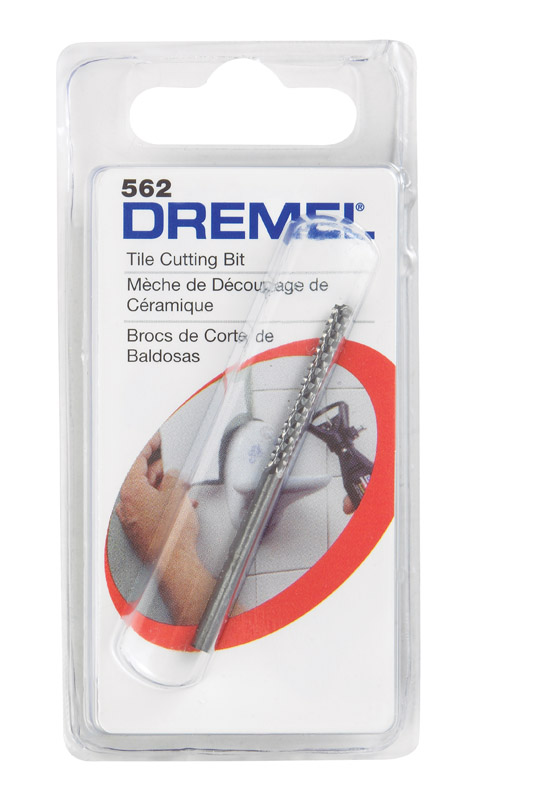 Wall Tile Cutting Bit, Dremel, 1/8 in Dia, 1-1/2 in L, 1/8 in Dia Shank, HSS - 2