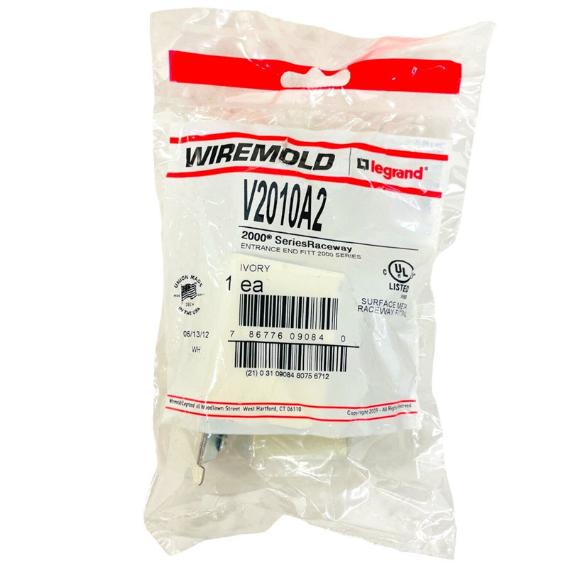 End Feed Fitting, Wiremold, Steel, Ivory, Wall Mounting - 2