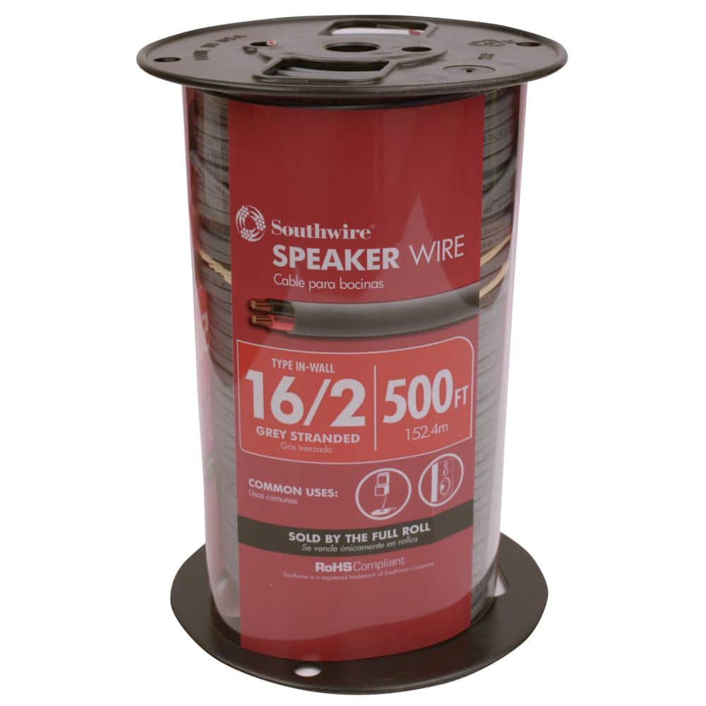 In Wall Speaker Wire, Southwire, 16 AWG Wire, PVC Sheath, Gray Sheath, Sold by the Foot - 1