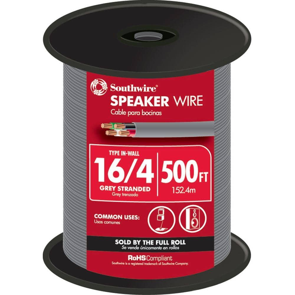 In Wall Speaker Wire, Southwire, 16 AWG Wire, PVC Sheath, Gray Sheath, Sold by the Foot - 1