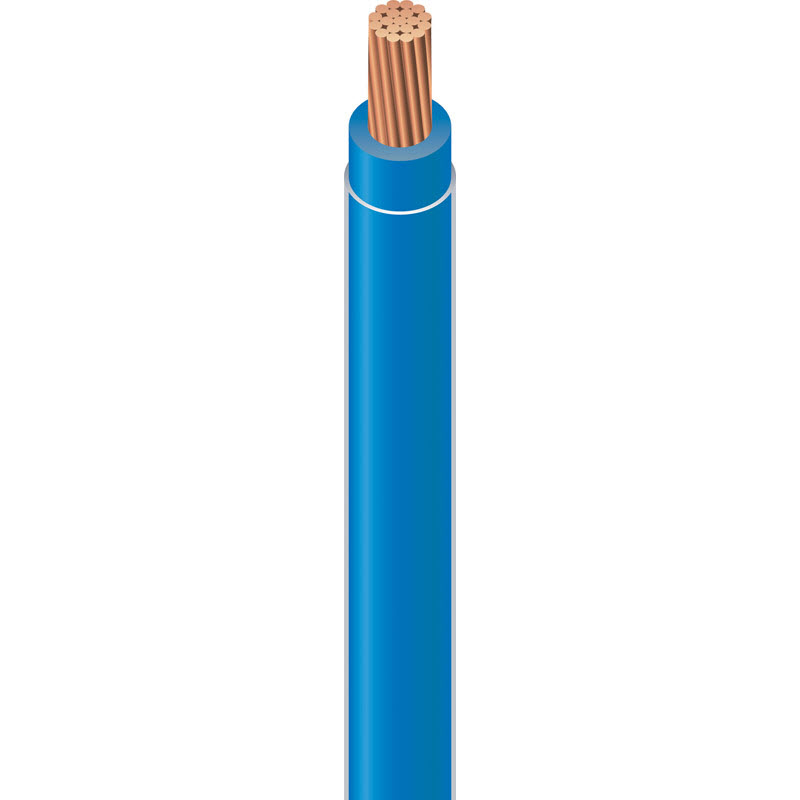 THHN Building Wire, 10 AWG 1-Conductor Stranded Copper Wire, Sheathed Cable, PVC Insulation, Blue, 500 ft L - 1