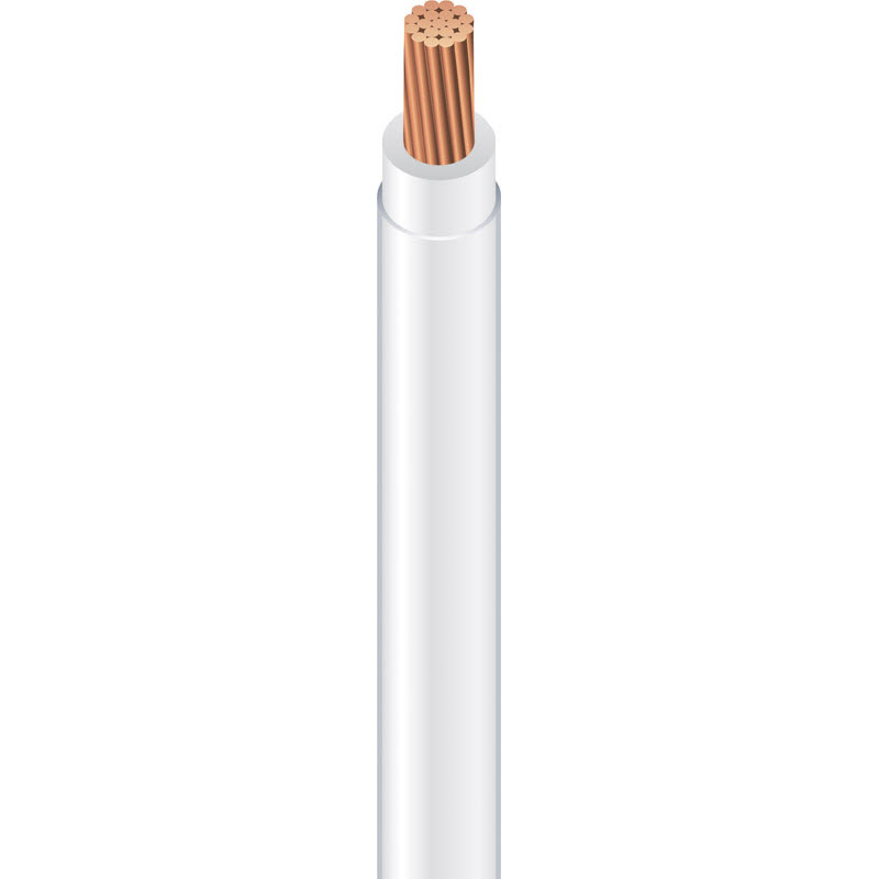 THHN Building Wire, 10 AWG 1-Conductor Stranded Copper Wire, Sheathed Cable, PVC Insulation, White, 500 ft L - 2