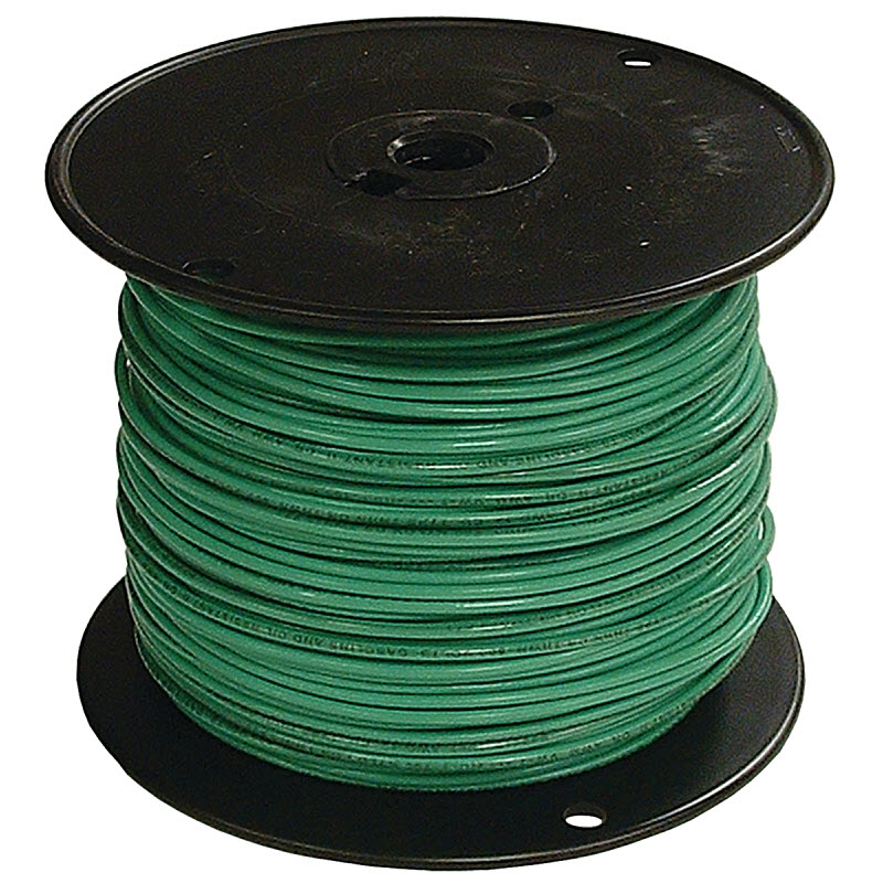 Thhn Building Wire, Southwire, 12 AWG 1-Conductor Solid Copper Wire, Sheathed Cable, PVC Insulation, Green, 500 ft L - 1