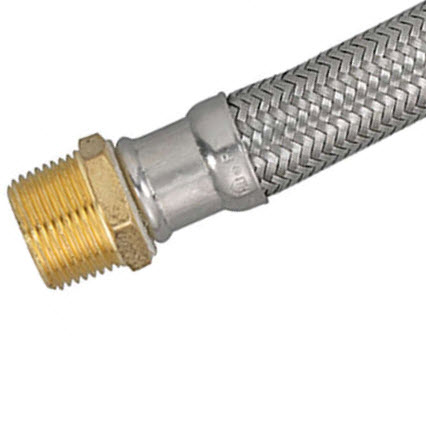 Water Heater Supply Line, Brasscraft, Braided Stainless Steel, 3/4in FIP each X 3/4in D MIP X 12in - 3