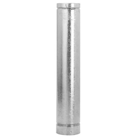 Gas Vent Pipe, Selkirk, Type B, 5 in Dia, 3 ft L, Aluminum/Steel, Galvanized - 1