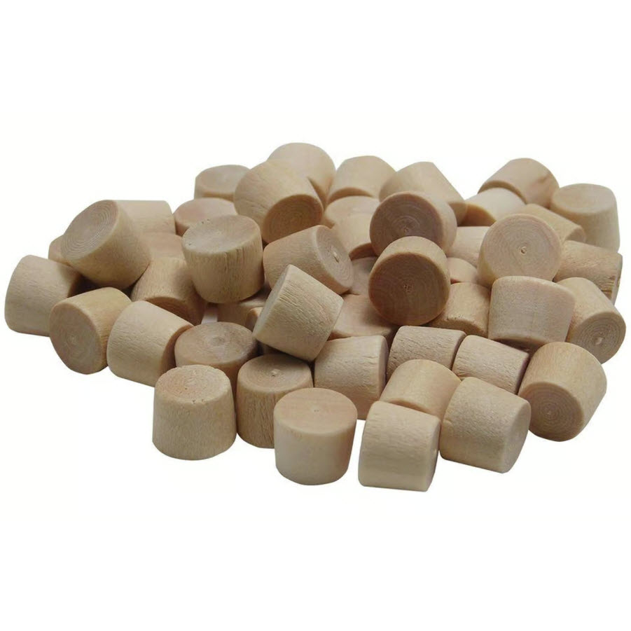 Flat Head Plug, Wolfcraft, Hardwood, Oak, 1/4 in Dia, 0.225 in L. 25pk - 2