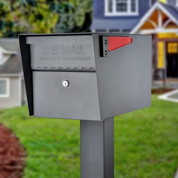 Galvanized Steel In-Ground Post, Mail Boss, Granite - 2