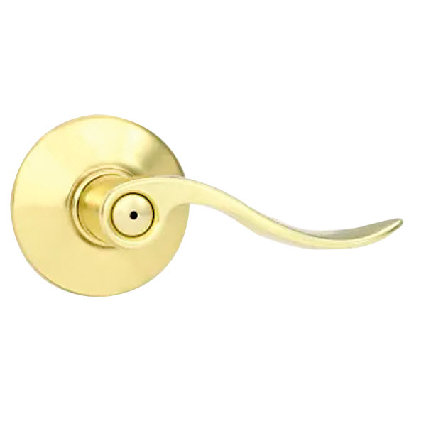 Privacy Lever, Schlage, Mechanical Lock, Bright Brass, Metal, Residential, 2 Grade - 1