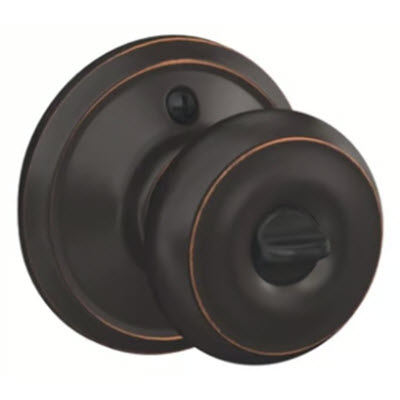 Georgian Entry Knob, Schlage, Metal, C Keyway, Residential, 2 Grade, Aged Bronze - 2