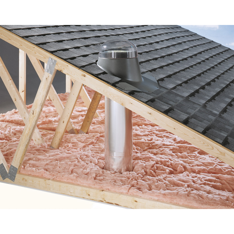 Tubular Skylight, Velux, 10 in Dia, 48 in H, Tempered Glass, High-Performance Double Glaze, Gray - 1