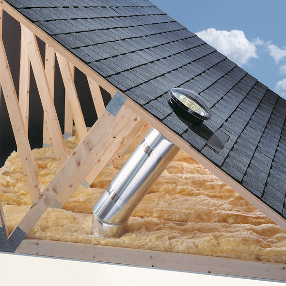 Tubular Skylight, Velux, 10 in Dia, 48 in H, Tempered Glass, High-Performance Double Glaze, Gray - 2