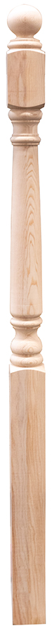 Hemlock Stair Post, L.J. Smith Stair Systems, 58 in, Colonial Ball Top - 1