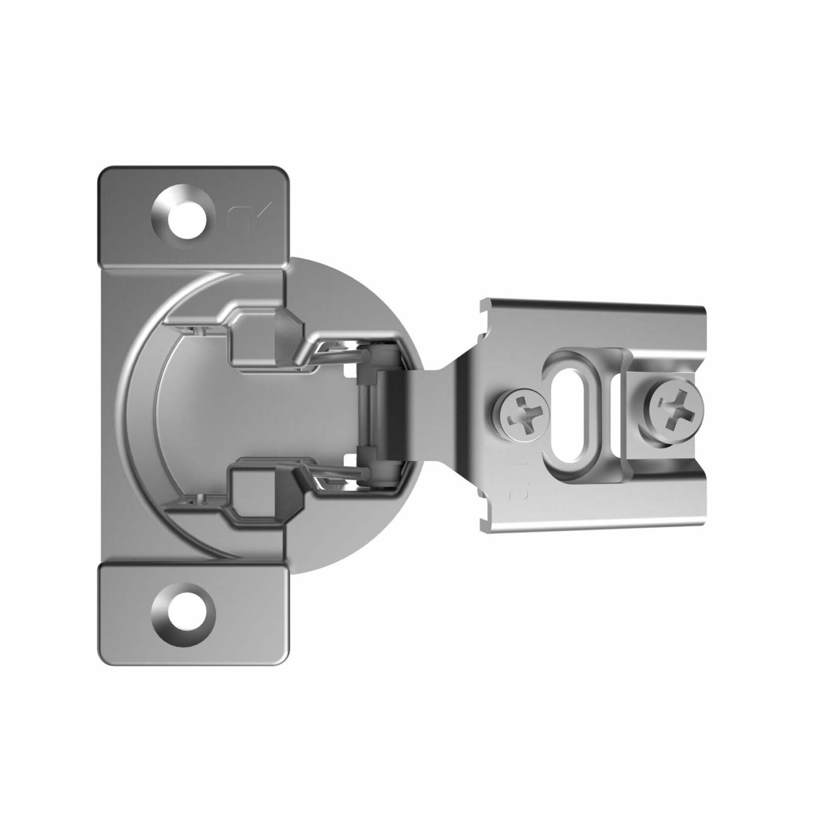 Cabinet Hinge Set, Richelieu, 105 deg Hinge Opening, 1/2 in Overlay, Self-Closing Close, Brushed Nickel - 1