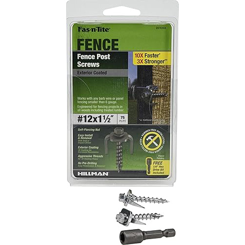Fas-N-Tite Fence Post Screw, Hillman, #12 Thread, 1-1/2 in L, Coarse Thread, Hex Drive, Type 17 Point, Steel, Ceramic - 3