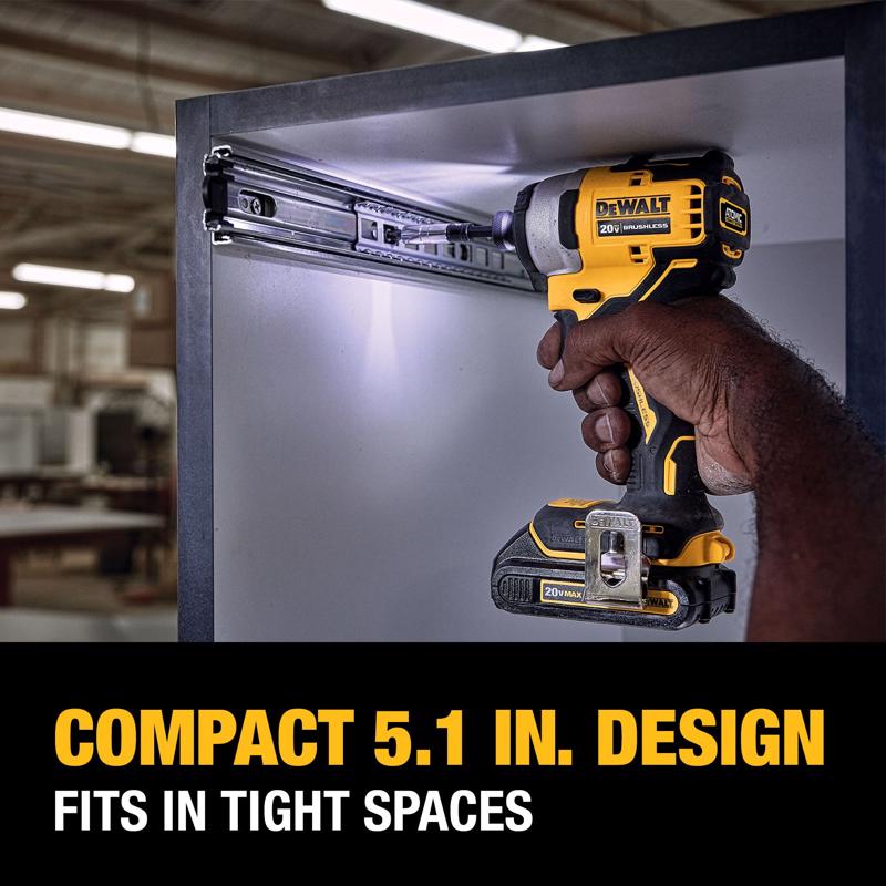 DeWALT Atomic Impact Driver Kit, 20V, Includes 20V MAX 2Ah Battery - 3