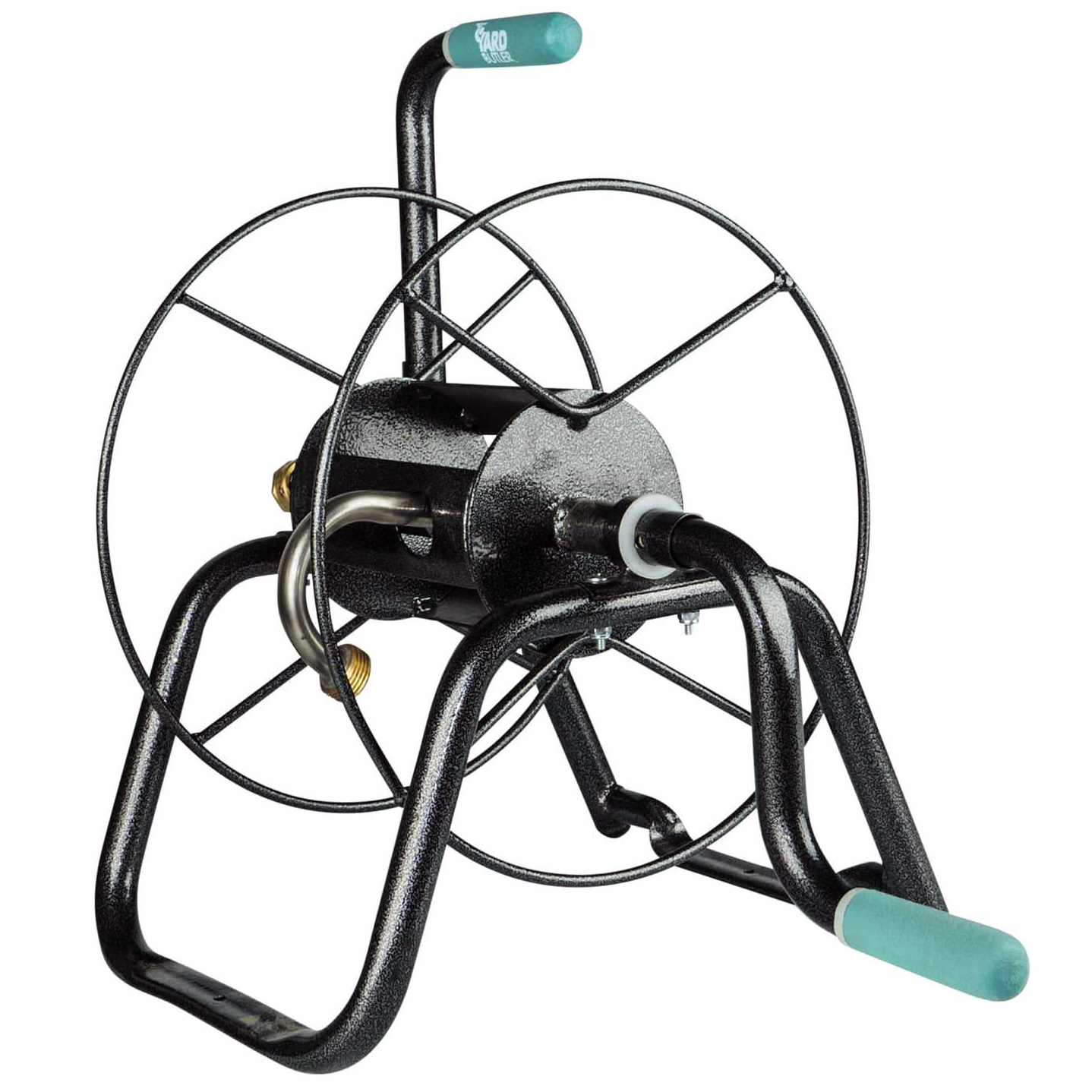 Garden Hose Reel, Yard Butler, 5/8 in Hose, 75 ft L Hose, Manual Winding, Stainless Steel - 3