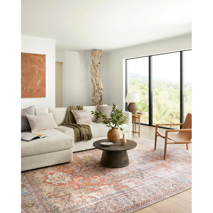 Loren Area Rug, Loloi, Sky/Terracotta, 3 ft 9 in W, 2 ft 3 in L - 2